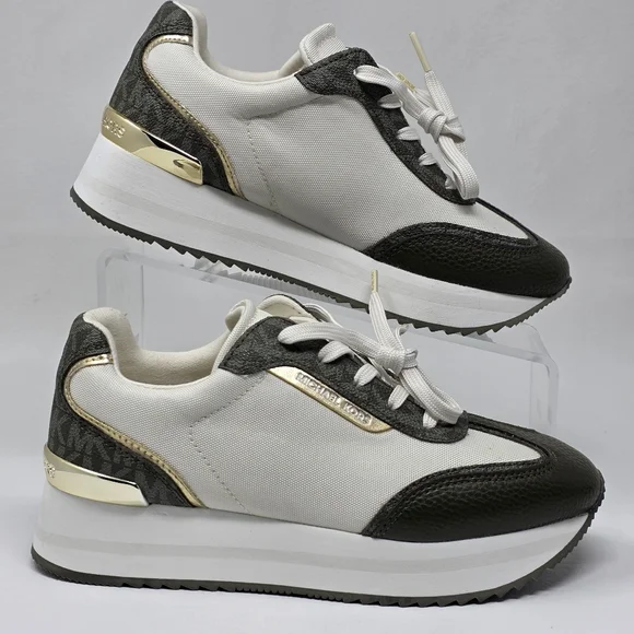 Michael Kors Women's Trainer Lace Up Sneakers Green White Size 8.5M New